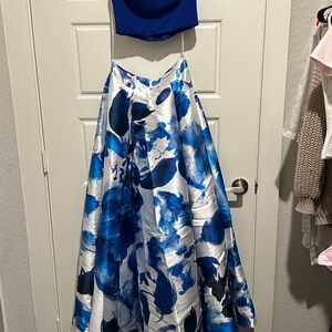 Blue and White Floral Maxi Dress